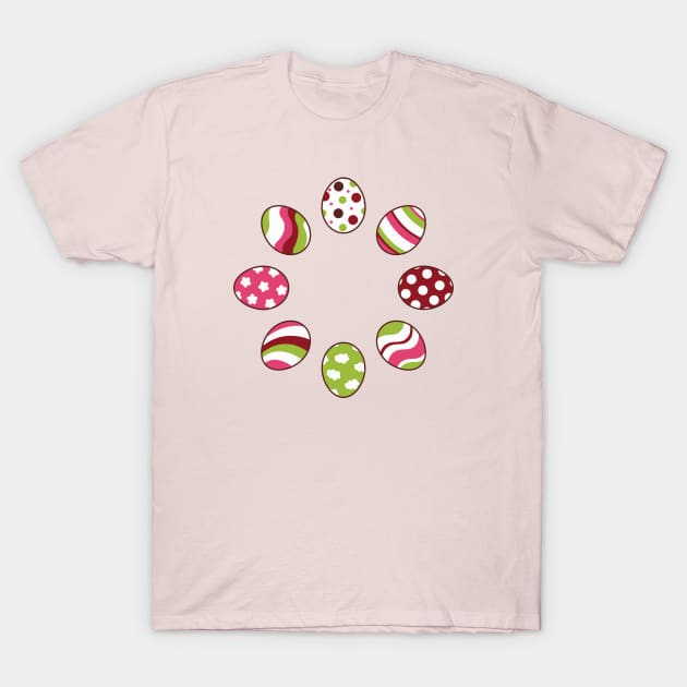 Eggs | Pink Green | Stripes | Dots | Clouds | Soft Pink T-Shirt by Wintre2